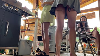 no-panties-party-girls-having-a-bbq-day-outdoors-with-their-bff-to-show-legs-and-pussy-under-skirts