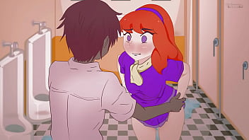 redhaired-daphne-takes-off-her-panties-in-the-toilet-in-front-of-an-unknown-guy-without-complexes--scoobydoo-hentaicartoonparody-
